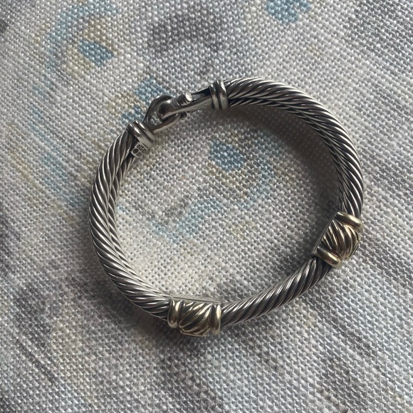 Vintage David Yurman Sterling, 14k and Amethyst Cable Bracelet - Picture 9 of 12